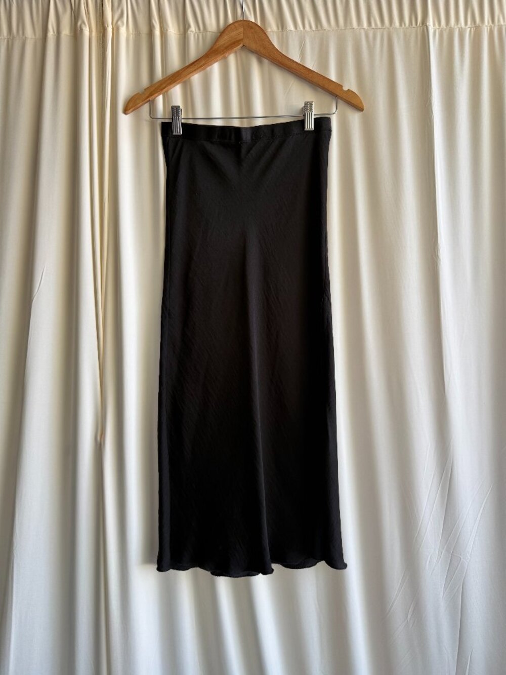 Free People Black Satin Midi Skirt Small